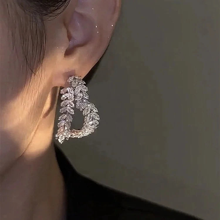 Luxury Zircon Flower Stud Earrings for Women Fashion