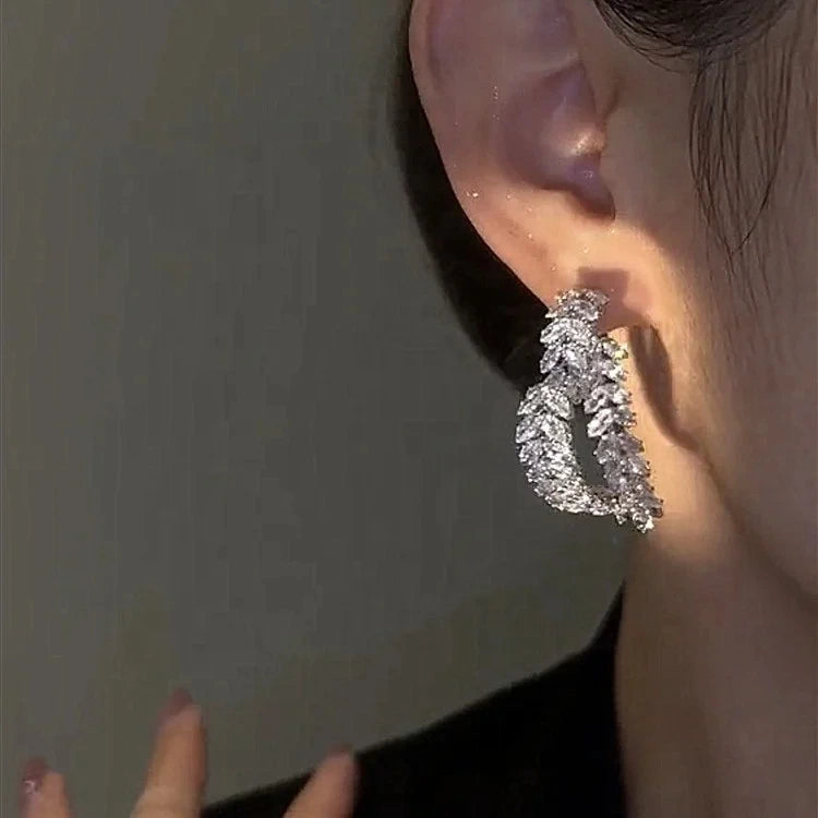 Luxury Zircon Flower Stud Earrings for Women Fashion