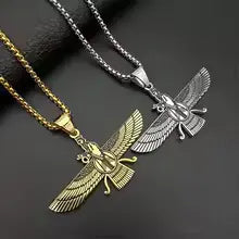 Cbenjoy Zoroastrian Faravahar Necklace – Elegant Persian Stainless Steel Pendant Jewelry