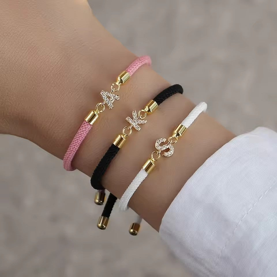Fashion Initial Letter Charm Bracelet – Adjustable & Elegant