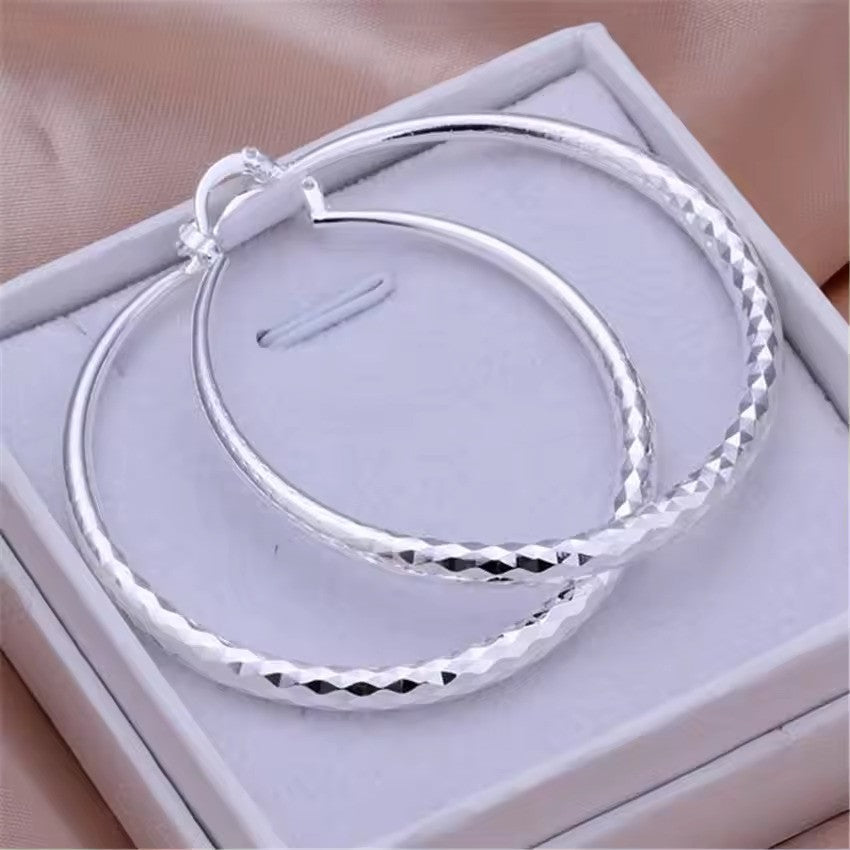 Elegant 925 Sterling Silver Hoop Earrings – 5CM Circle Fashion Jewelry
