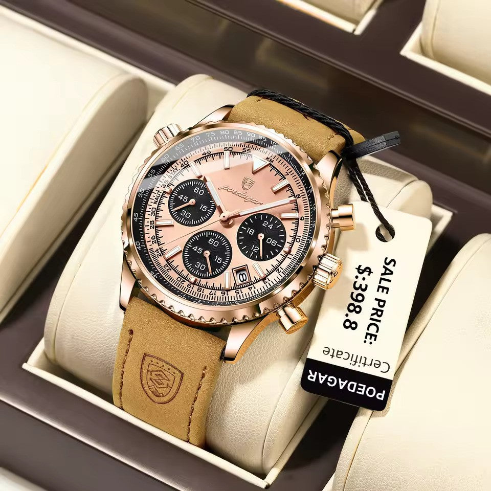 POEDAGAR Luxury Men's Watch – Waterproof Chronograph with Luminous Display