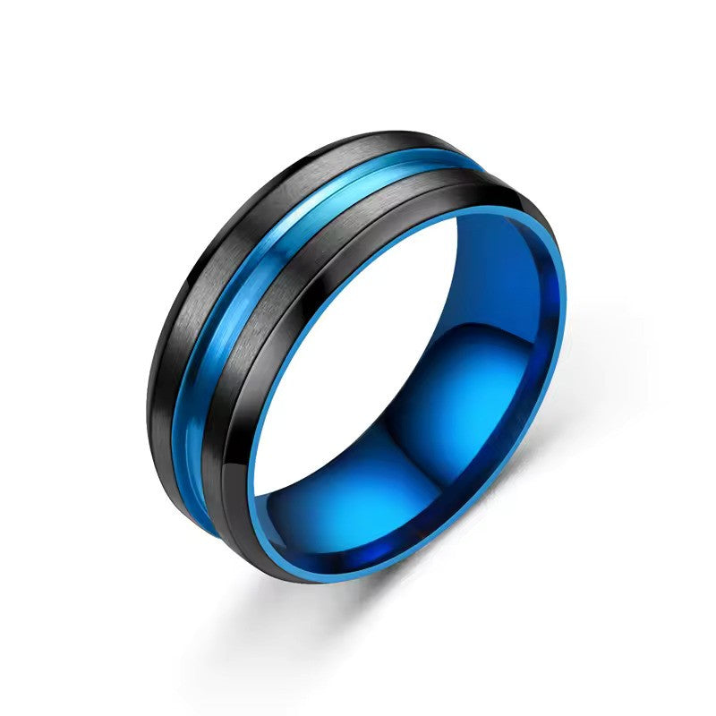 8mm Black Tungsten Wedding Band – Sleek Beveled Edge Ring for Men