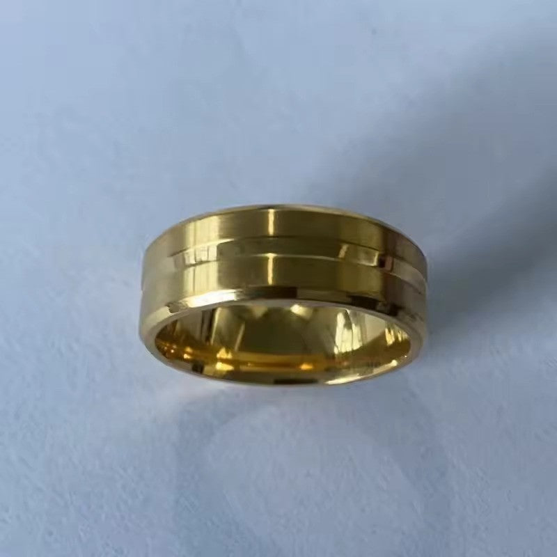 8mm Black Tungsten Wedding Band – Sleek Beveled Edge Ring for Men