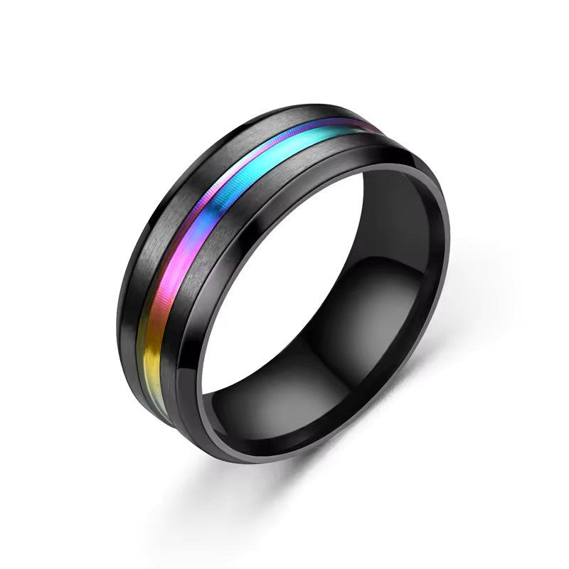 8mm Black Tungsten Wedding Band – Sleek Beveled Edge Ring for Men