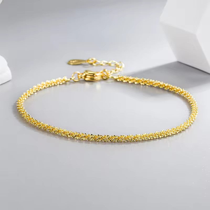 925 Sterling Silver Sparkling Gold Bracelet – Elegant Birthday Gift for Women