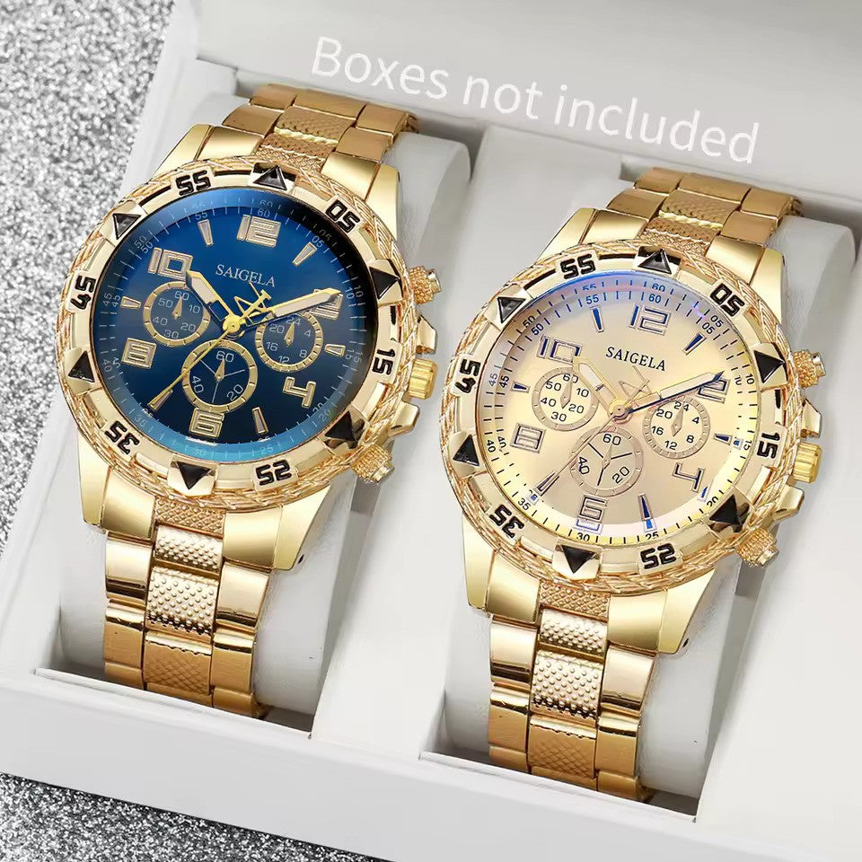 2PCS Men’s Business Watches Set – Fashion Arabic Dial Quartz Watches with Steel Band