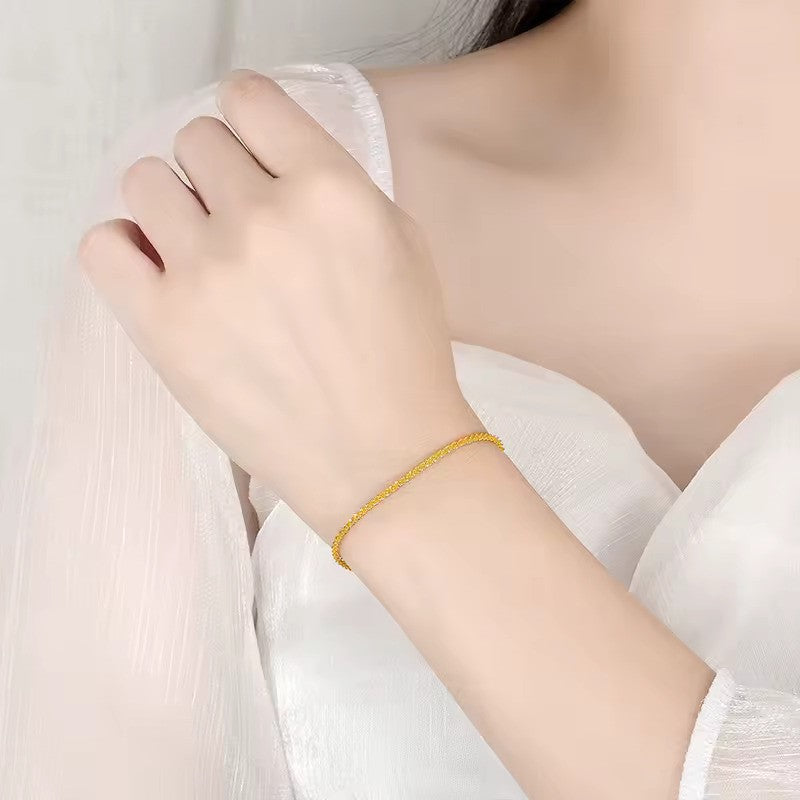 925 Sterling Silver Sparkling Gold Bracelet – Elegant Birthday Gift for Women