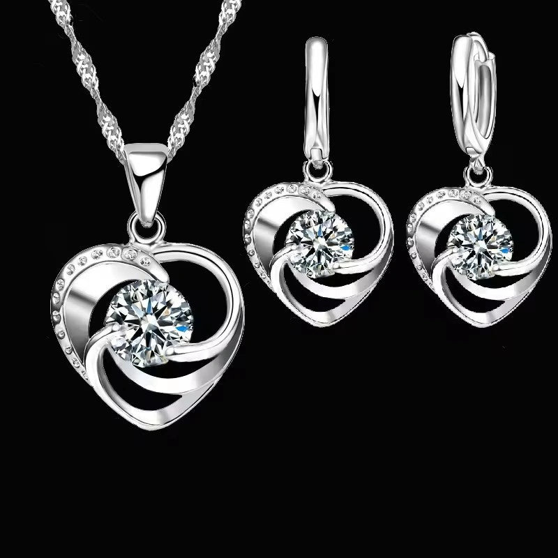 Forever Love – Sterling Silver Heart Jewelry Set
