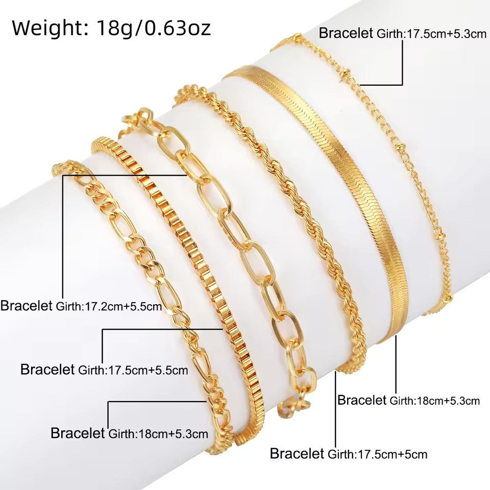 Elegant & Chic: 6-Piece Stackable Bracelet Set!