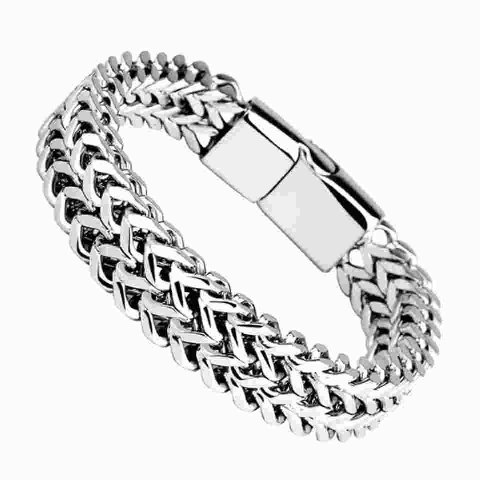 Bold & Unique: Stainless Steel Braided Fish Scale Bracelet!
