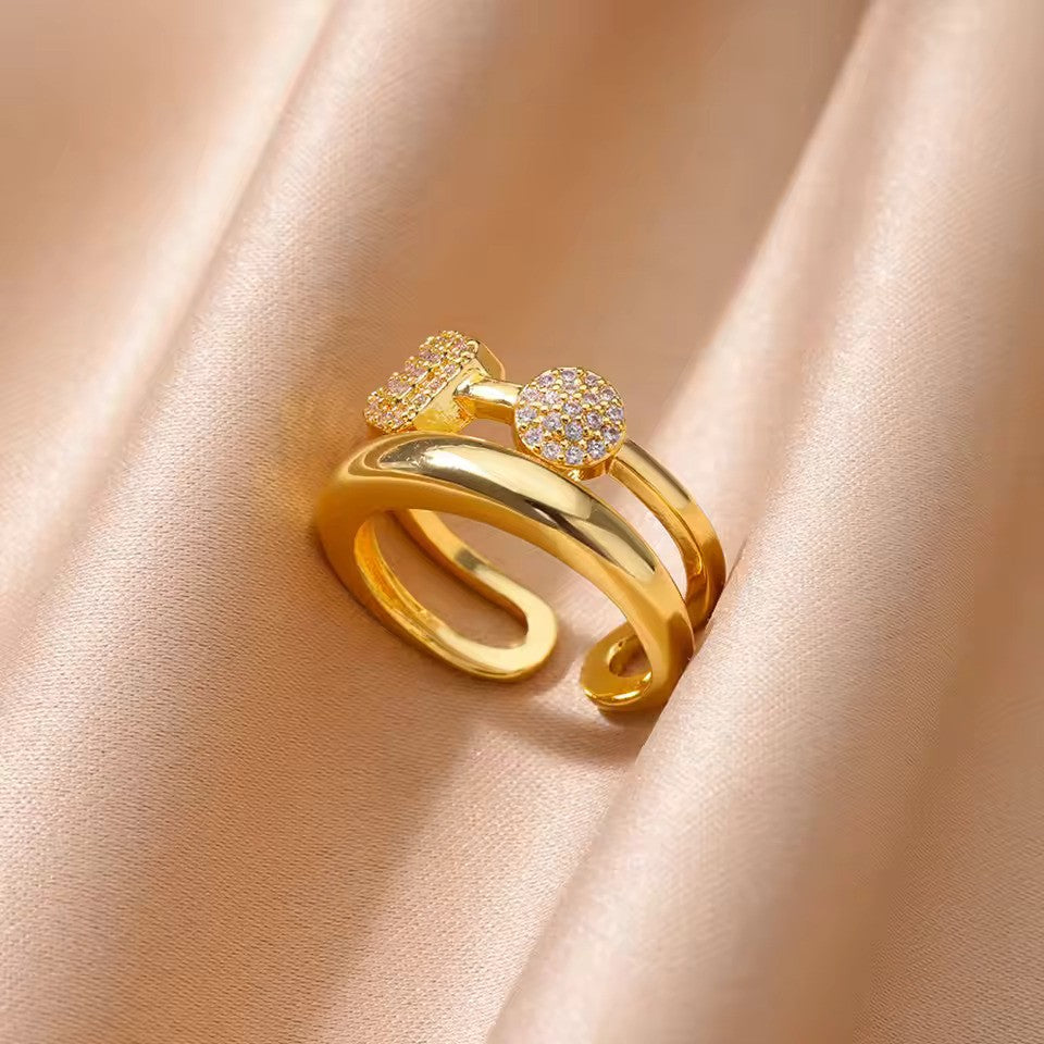 Timeless Elegance: Vintage Geometric Double-Layer Ring