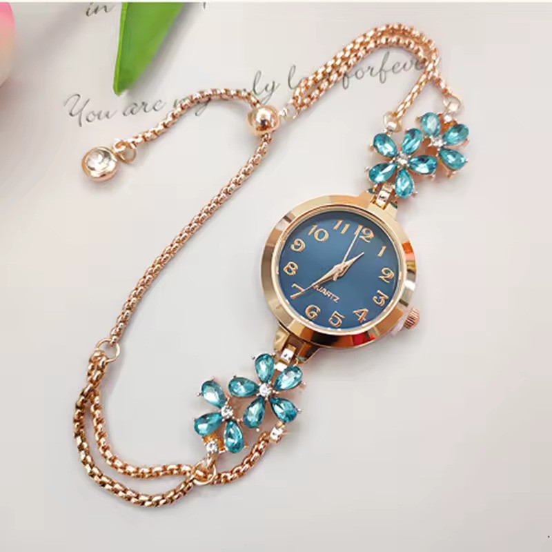 Women’s Fashion Light Luxury Quartz Bracelet Watch – Premium Violet Crystal Gift for Her