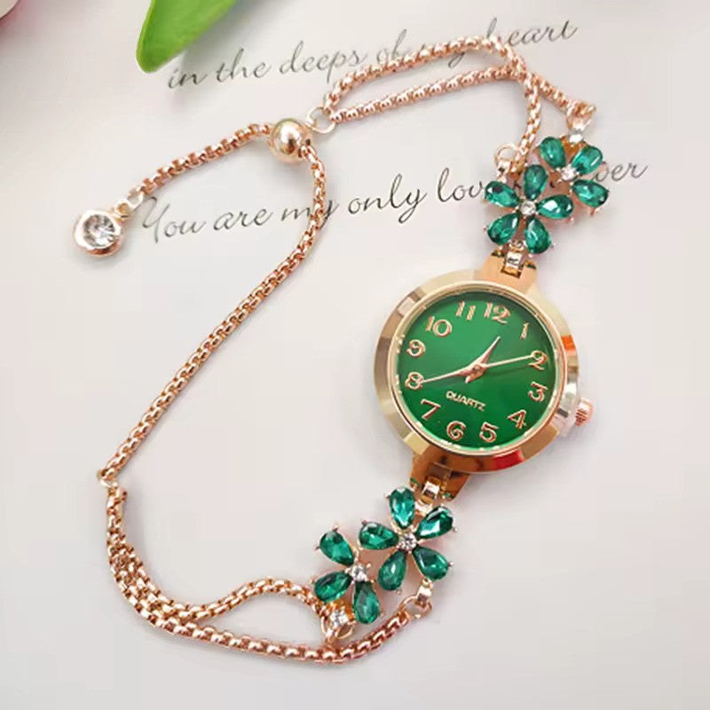 Women’s Fashion Light Luxury Quartz Bracelet Watch – Premium Violet Crystal Gift for Her