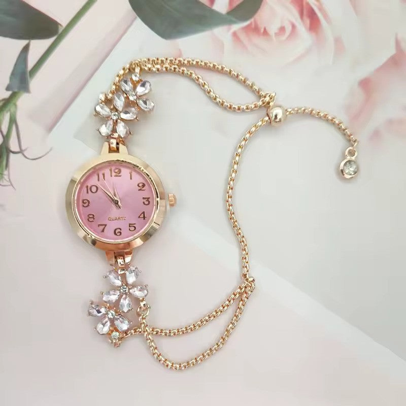 Women’s Fashion Light Luxury Quartz Bracelet Watch – Premium Violet Crystal Gift for Her