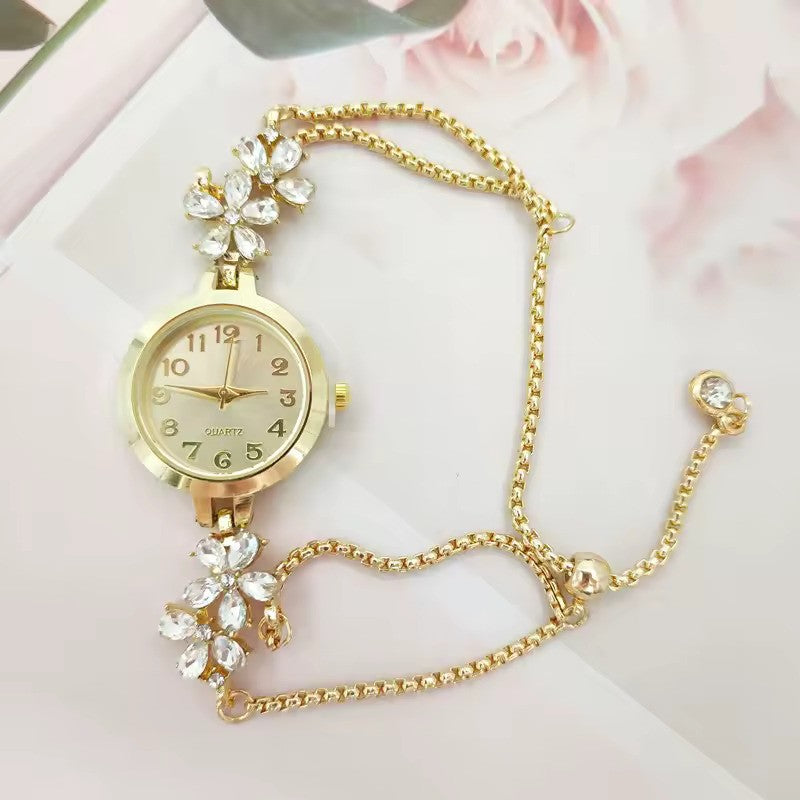 Women’s Fashion Light Luxury Quartz Bracelet Watch – Premium Violet Crystal Gift for Her