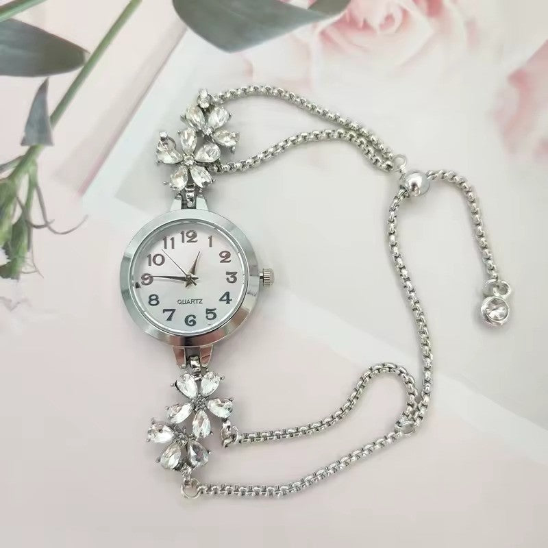 Women’s Fashion Light Luxury Quartz Bracelet Watch – Premium Violet Crystal Gift for Her