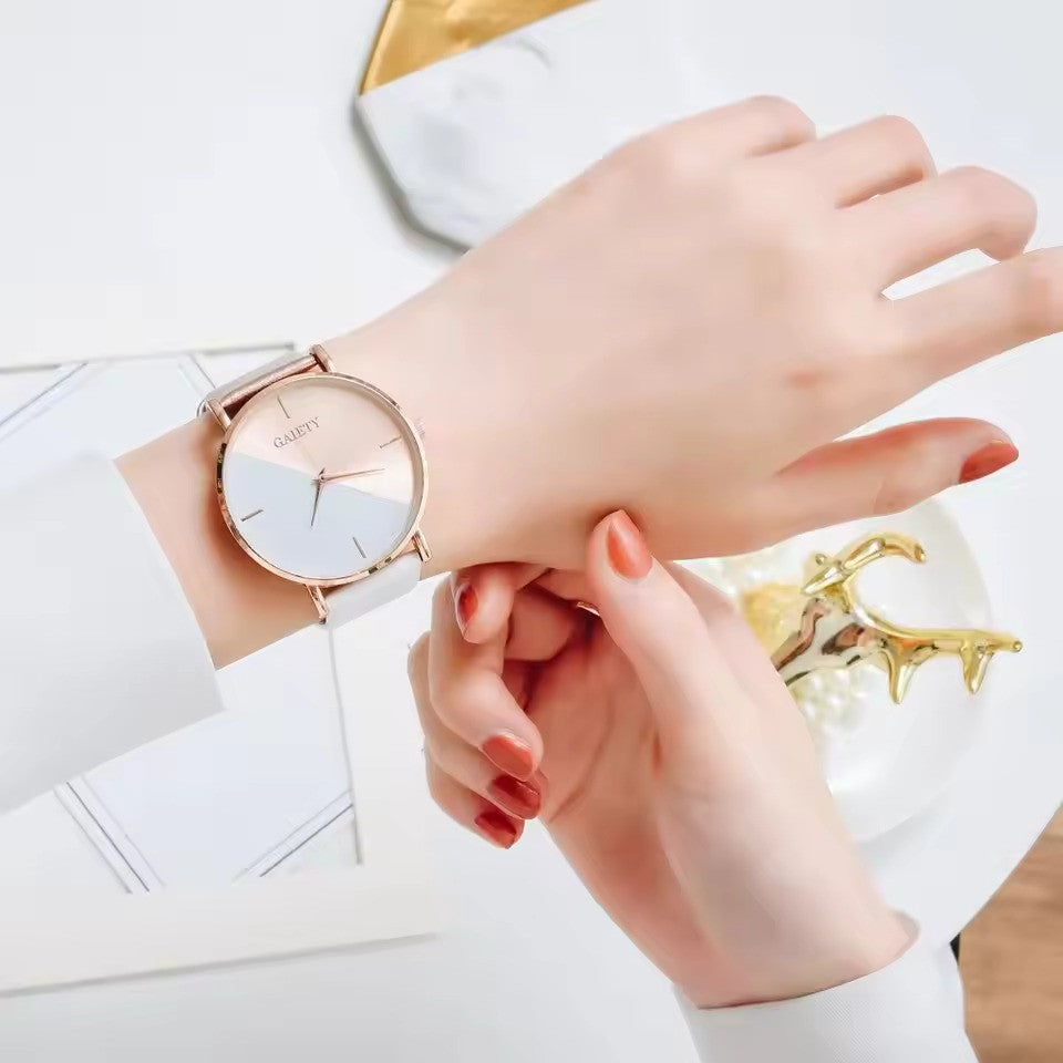 Chic Women’s Luxury Watch Set – Colourful PU Leather Strap & Alloy Bracelet, Elegant Quartz Wristwatch Gift