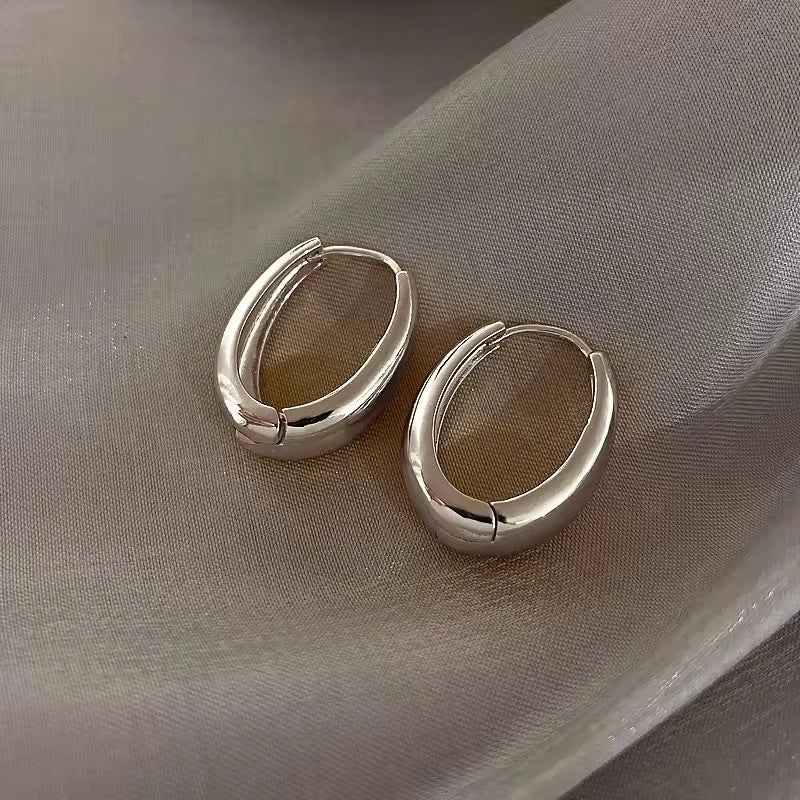 New Classic Copper Alloy Smooth Metal Hoop Earrings