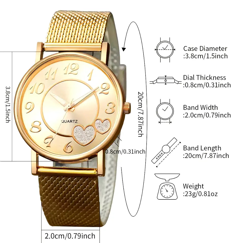 6PCS Women’s Watch & Butterfly Jewelry Set – Elegant & Trendy