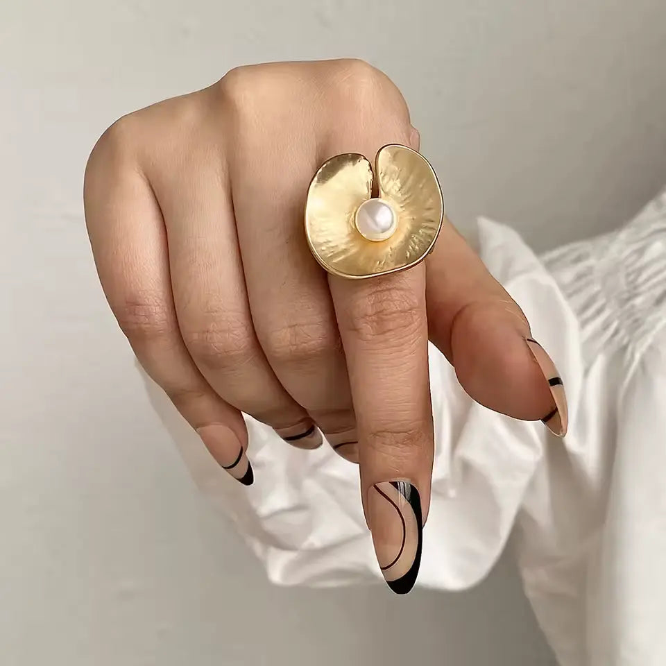 ALLYES Adjustable Chunky Matte Gold Rings – Unisex Geometric Charm Jewelry