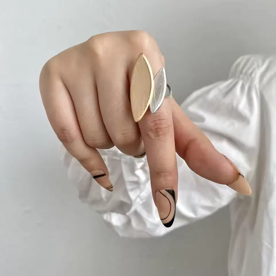 ALLYES Adjustable Chunky Matte Gold Rings – Unisex Geometric Charm Jewelry