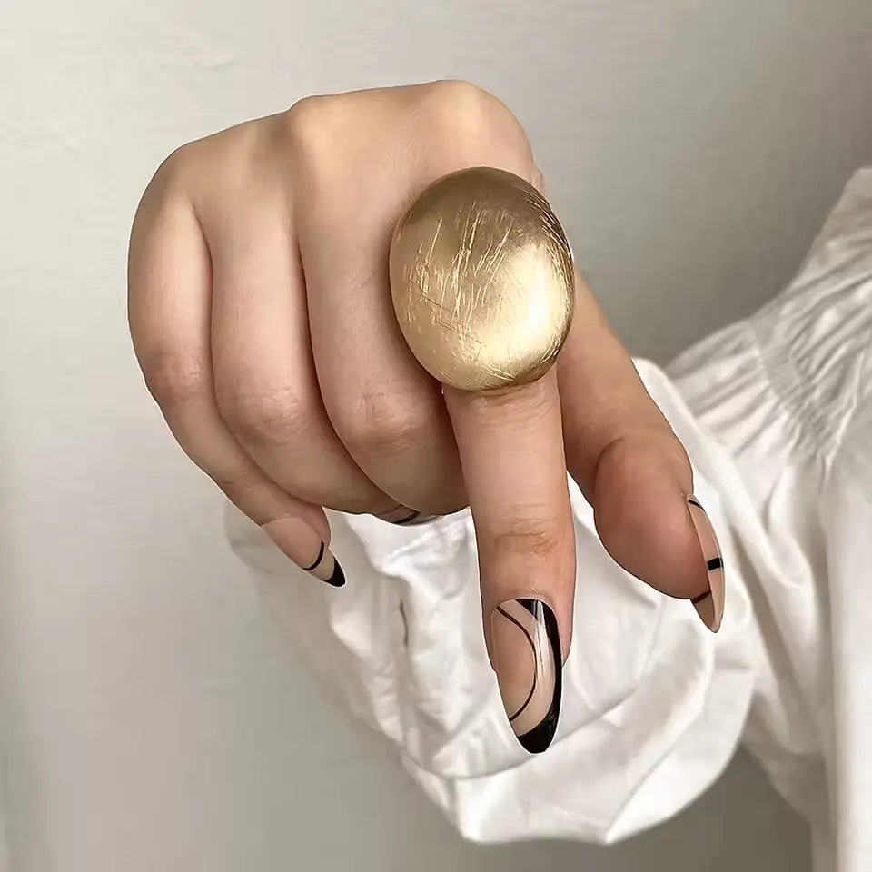 ALLYES Adjustable Chunky Matte Gold Rings – Unisex Geometric Charm Jewelry