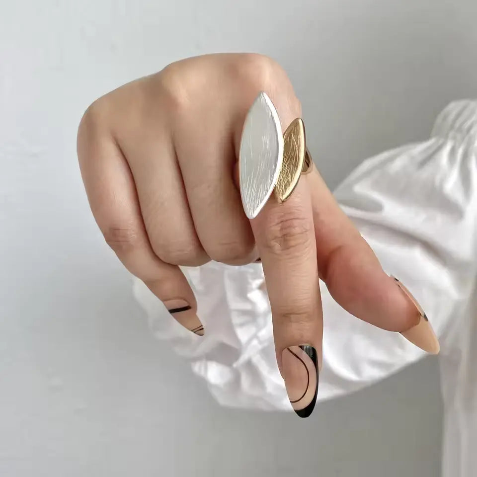 ALLYES Adjustable Chunky Matte Gold Rings – Unisex Geometric Charm Jewelry