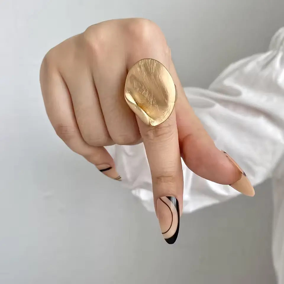 ALLYES Adjustable Chunky Matte Gold Rings – Unisex Geometric Charm Jewelry