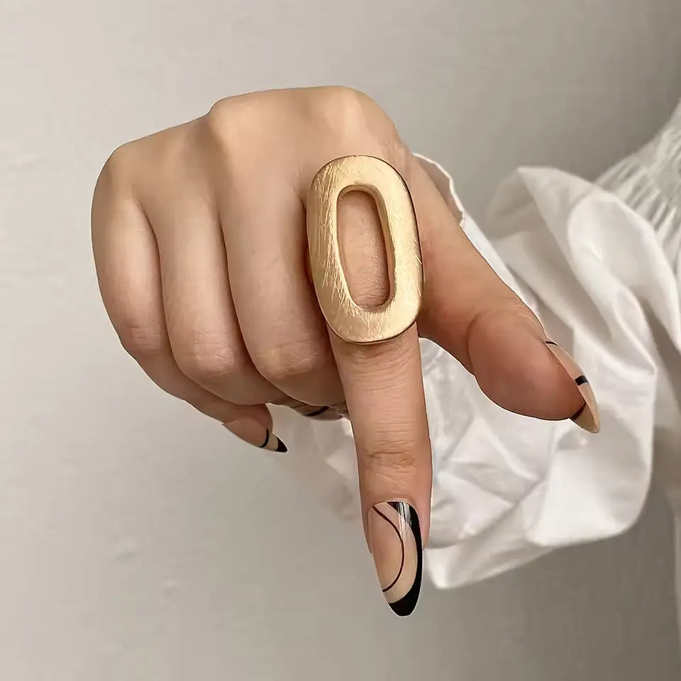 ALLYES Adjustable Chunky Matte Gold Rings – Unisex Geometric Charm Jewelry
