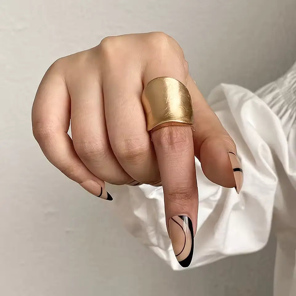 ALLYES Adjustable Chunky Matte Gold Rings – Unisex Geometric Charm Jewelry