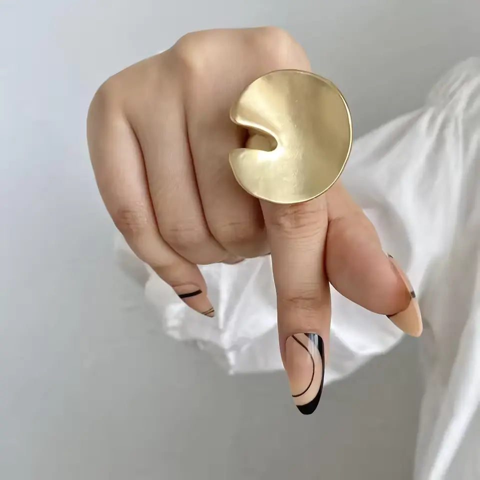 ALLYES Adjustable Chunky Matte Gold Rings – Unisex Geometric Charm Jewelry