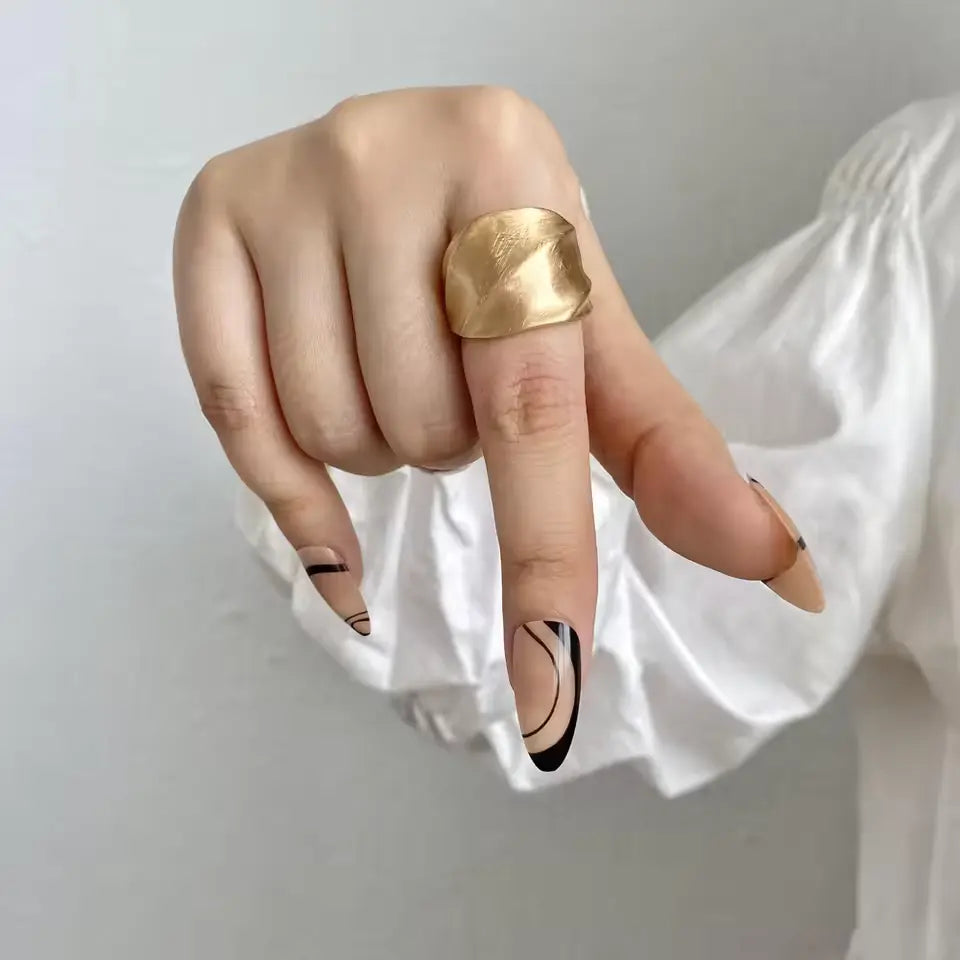 ALLYES Adjustable Chunky Matte Gold Rings – Unisex Geometric Charm Jewelry