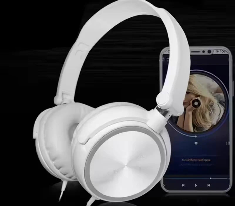 Wired Stereo Headphones – 3.5mm Foldable Headset with Bass & Mic