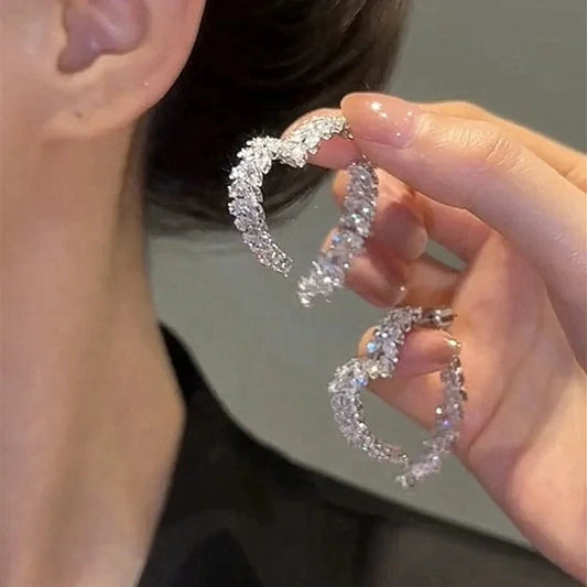 Luxury Zircon Flower Stud Earrings for Women Fashion