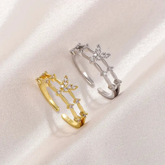 Coquette Butterfly Cuff Ring – 18K Gold Plated Elegance