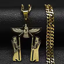 Stainless Steel Ahura Mazda Necklace – Zoroastrian Religion Jewelry Inspired by Persian Empire