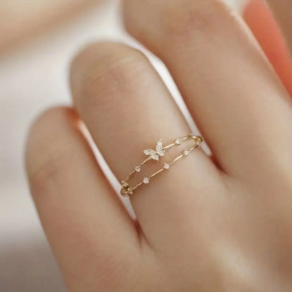Coquette Butterfly Cuff Ring – 18K Gold Plated Elegance