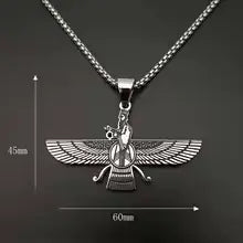 Cbenjoy Ancient Persian Faravahar Necklace – Stainless Steel Zoroastrian Pendant Jewelry