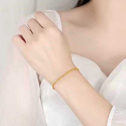925 Sterling Silver Sparkling Gold Bracelet – Elegant Birthday Gift for Women