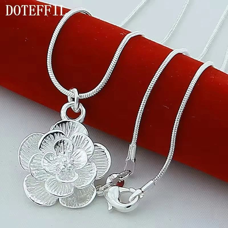 Eternal Bloom – Sterling Silver Rose Pendant Necklace