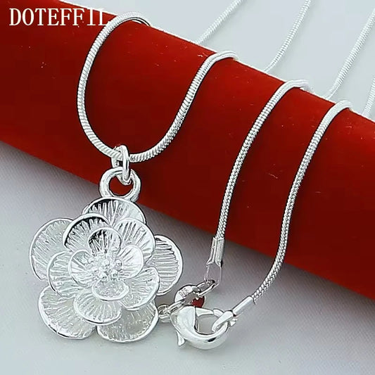 Eternal Bloom – Sterling Silver Rose Pendant Necklace