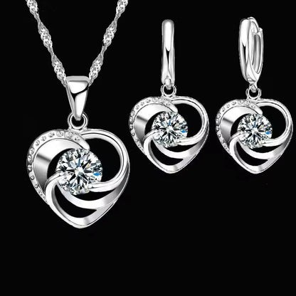 Forever Love – Sterling Silver Heart Jewelry Set