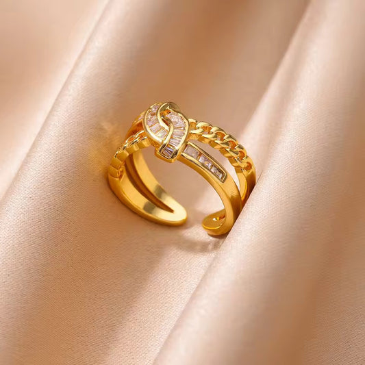 Timeless Elegance: Vintage Geometric Double-Layer Ring