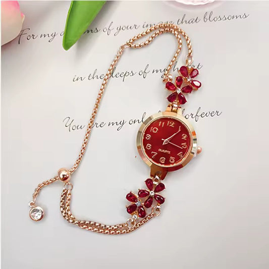 Women’s Fashion Light Luxury Quartz Bracelet Watch – Premium Violet Crystal Gift for Her