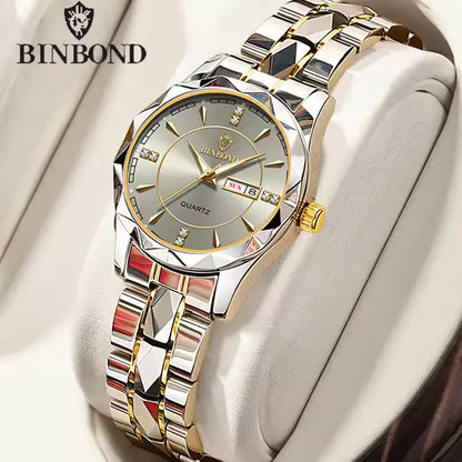 BINBONG Luxury Women’s Quartz Watch – Elegant, Waterproof, and Luminous Gift Idea