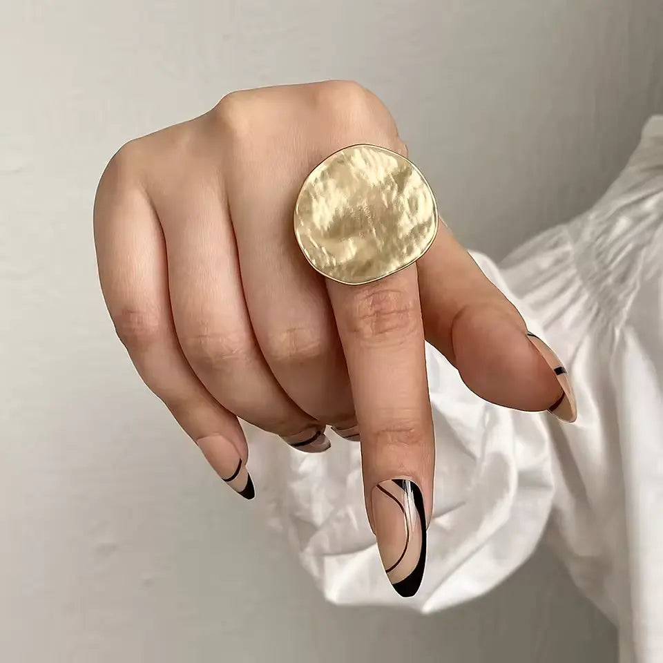 ALLYES Adjustable Chunky Matte Gold Rings – Unisex Geometric Charm Jewelry