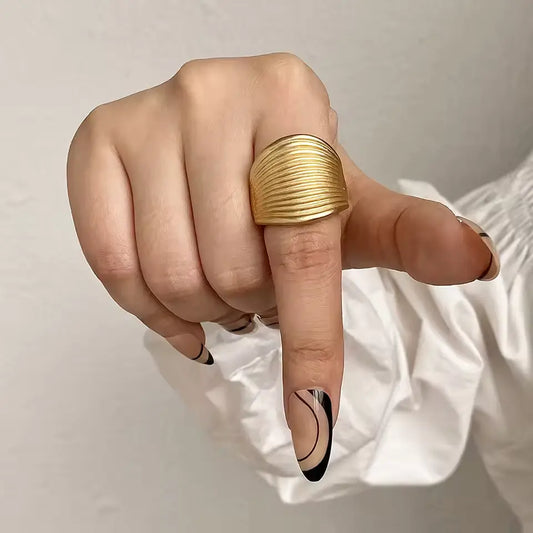 ALLYES Adjustable Chunky Matte Gold Rings – Unisex Geometric Charm Jewelry