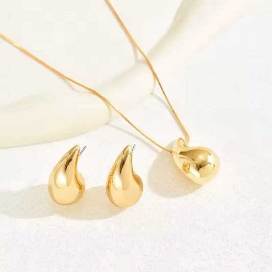 Elegant 3PC Water Drop Necklace & Earrings Jewelry Set for Women