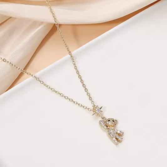 Obega Lovely Bear Necklace – Cute Cubic Zircon Pendant for Women